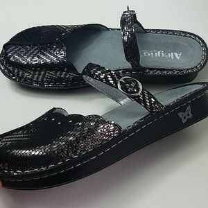 New Alegria Black Leather Slip-on Mary Janes